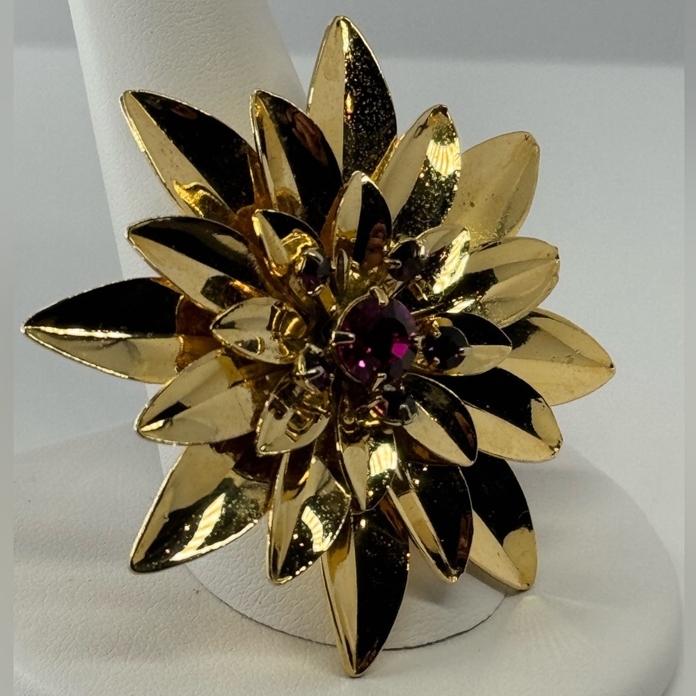 Floral Brooch with Purple Accents - Picture 2 of 6